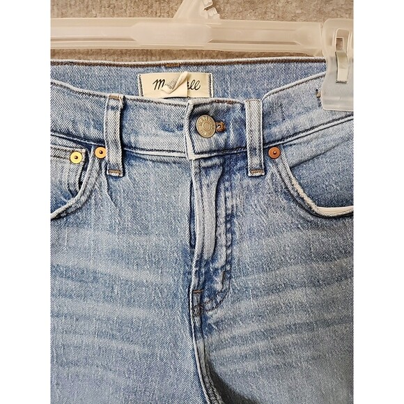 Madewell The Perfect Vintage Wide-Leg Crop Jeans Womens 27 Petite Blue Raw Hem - Picture 3 of 10